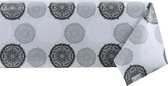 Raved Tafelzeil Mandala Rondjes  140 cm x  250 cm - Grijs - PVC - Afwasbaar