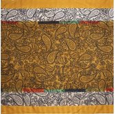 sjaal met print dames 90 x 90 cm polyester oranje/grijs
