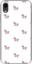 Geschikt voor iPhone XR hoesje - Meisje - Unicorn - Roze - Patronen - Girl - Kindje - Kinderen - Siliconen Telefoonhoesje