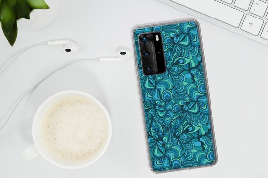 Coque Huawei P40 Pro - Design - Vintage - Blauw - Turquoise - Coque de téléphone en Siliconen -