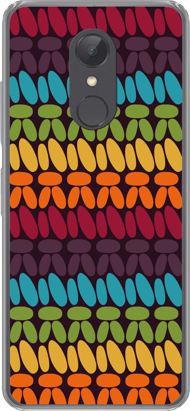 Telefoonhoesje Geschikt voor Xiaomi Geschikt voor Redmi 5 hoesje - Haakpatronen - Retro - Regenboog - Siliconen Telefoonhoesje Telefoonhoesje