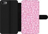 Bookcase Geschikt voor iPhone 8 telefoonhoesje - Meiden - Hartjes - Roze - Patronen - Girl - Kindje - Kinderen - Met vakjes - Wallet case met magneetsluiting