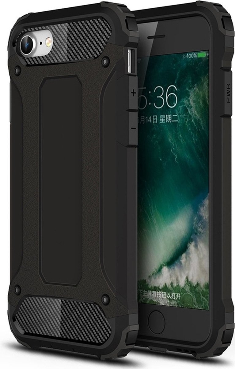 Mobigear Hoesje geschikt voor Apple iPhone SE (2020) Telefoonhoesje Hardcase | Mobigear Outdoor Backcover Shockproof | Schokbestendig iPhone SE (2020) Telefoonhoesje | Anti Shock Proof - Zwart