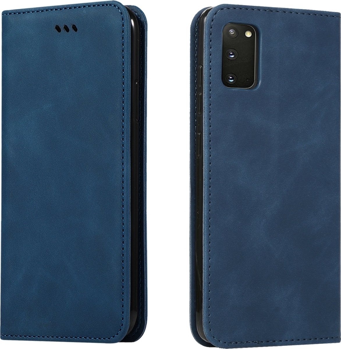 Mobigear Telefoonhoesje geschikt voor Samsung Galaxy S20 Hoesje | Mobigear Retro Slim Bookcase Portemonnee | Pasjeshouder voor 2 Pasjes | Telefoonhoesje voor Pinpas / OV Kaart / Rijbewijs - Blauw