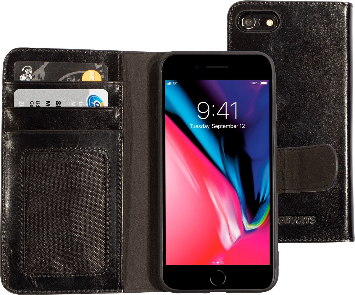 Apple iPhone 7 Hoesje - Mobiparts - Excellent Wallet Serie - Echt Leer Bookcase - Jade Black - Hoesje Geschikt Voor Apple iPhone 7