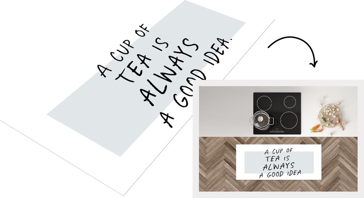 KitchenYeah Keukenloper - Loper keuken - Spreuken - A cup of tea is always a good idea - Quotes - Thee - 120x50 cm - Keukenloper vinyl Multicolor