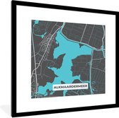 Fotolijst incl. Poster - Nederland - Alkmaardermeer - Water - Stadskaart - Plattegrond - Kaart - 40x40 cm - Posterlijst