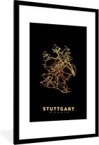 Fotolijst incl. Poster - Goud - Kaart - Stuttgart - Stadskaart - Plattegrond - 60x90 cm - Posterlijst