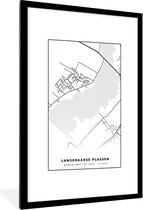 Fotolijst incl. Poster - Plattegrond - Stadskaart - Kaart - Langeraarse Plassen - 80x120 cm - Posterlijst