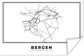 Poster Kaart – Plattegrond – Stadskaart – Bergen – België – Zwart Wit - 120x80 cm