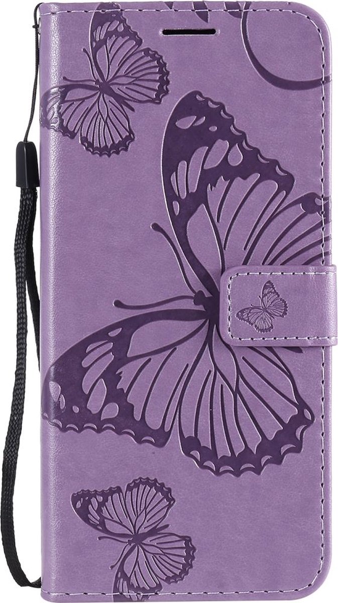 Mobigear Telefoonhoesje geschikt voor OPPO Reno 4 Hoesje | Mobigear Butterfly Bookcase Portemonnee | Pasjeshouder voor 2 Pasjes | Telefoonhoesje voor Pinpas / OV Kaart / Rijbewijs - Paars