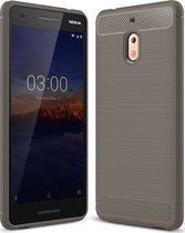 Mobigear Hoesje geschikt voor Nokia 2.1 Telefoonhoesje Flexibel TPU | Mobigear Brushed Slim Backcover | 2.1 Case | Back Cover - Grijs