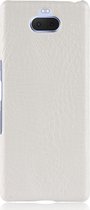 Mobigear Hoesje geschikt voor Sony Xperia 10 Plus Telefoonhoesje Hardcase | Mobigear Croco Backcover | Xperia 10 Plus Case | Back Cover - Wit