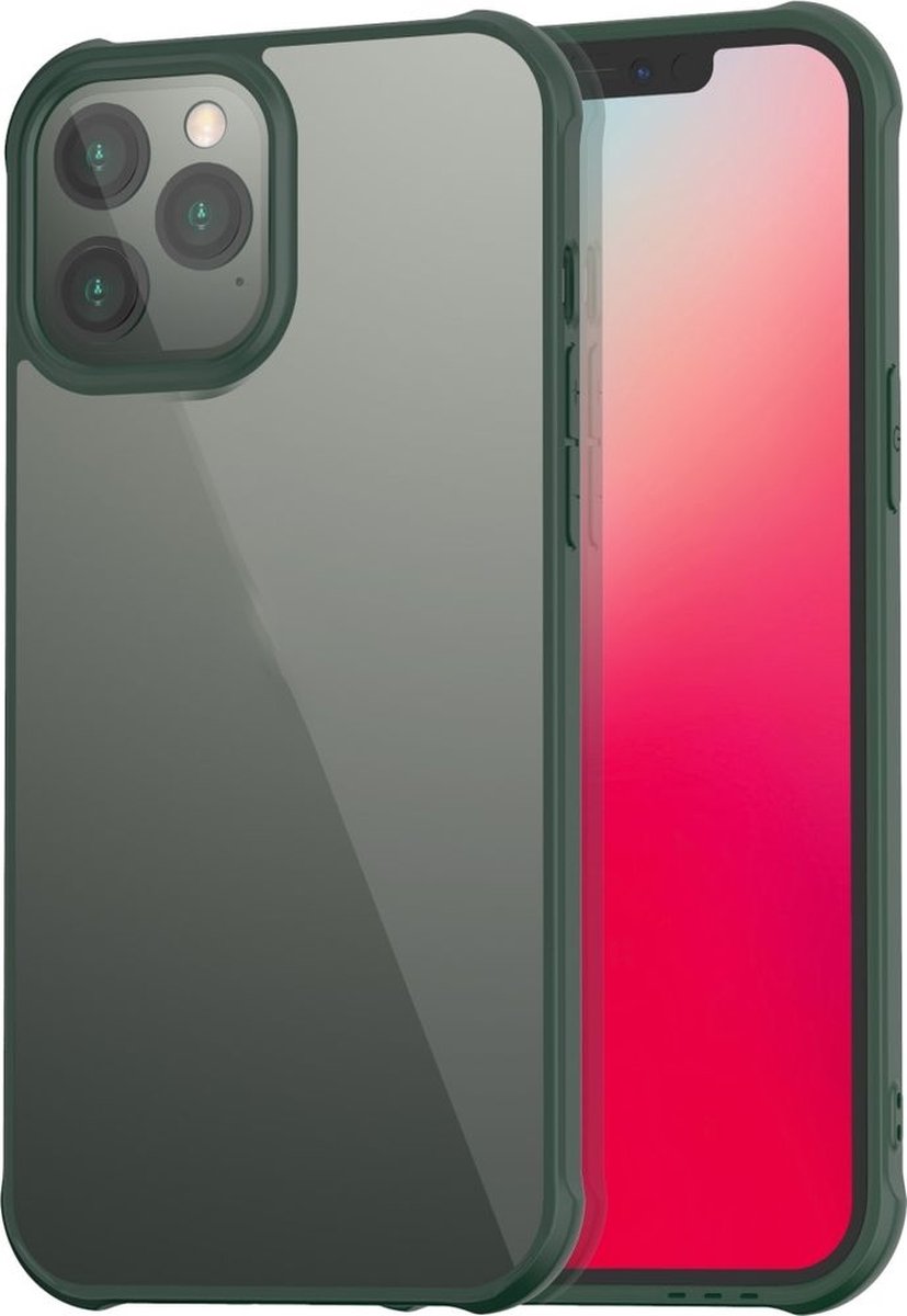 Mobigear Hoesje geschikt voor Apple iPhone 12 Pro Max Telefoonhoesje Hardcase | Mobigear Crystal Backcover | iPhone 12 Pro Max Case | Back Cover - Transparant / Groen