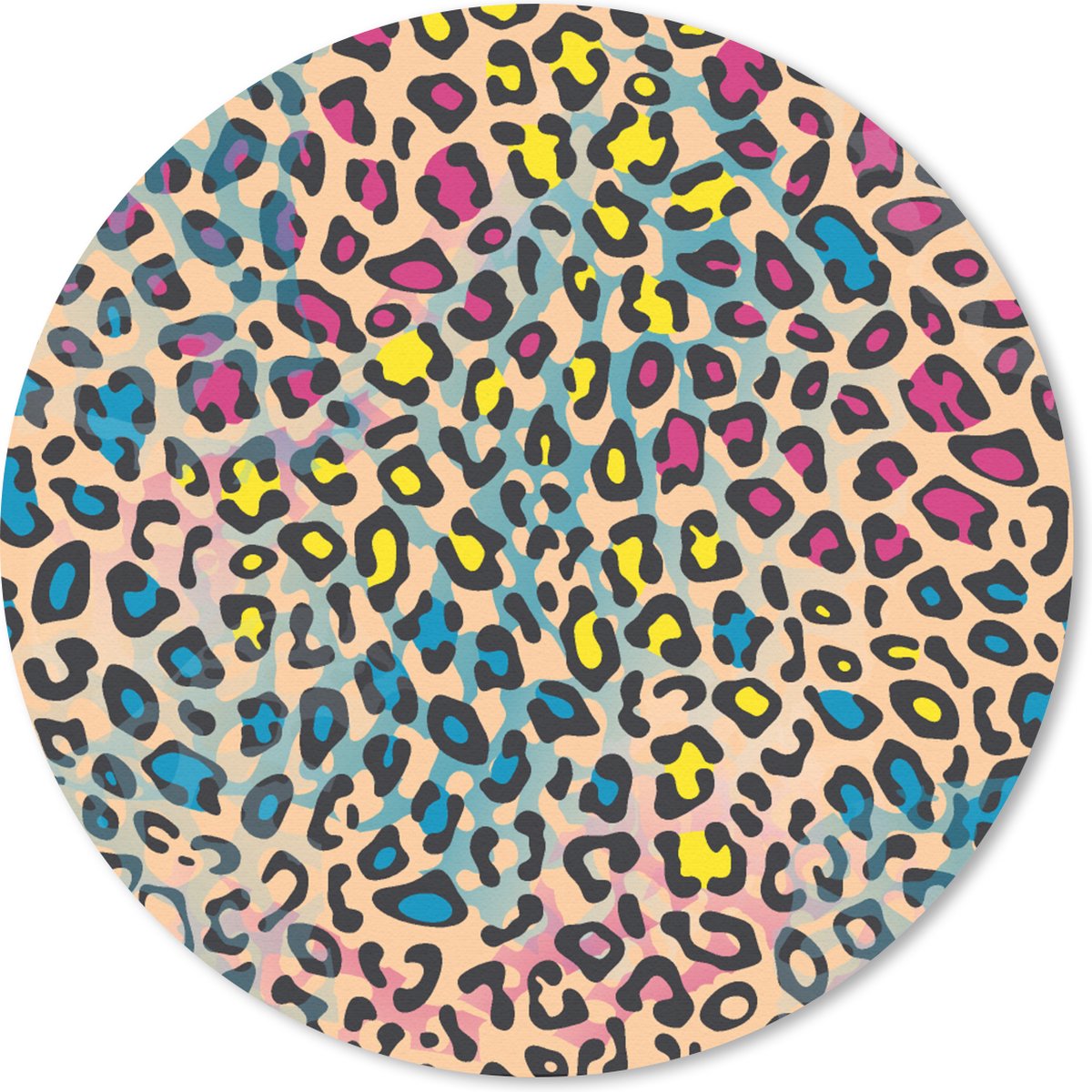 Muismat rond 20x20 cm - Mousepad Panterprint - Patronen - Kleuren - Ronde muismatten