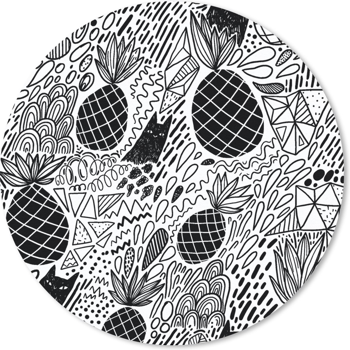 Muismat rond 40x40 cm - Mousepad Patronen - Jungle - Fruit - Ronde muismatten
