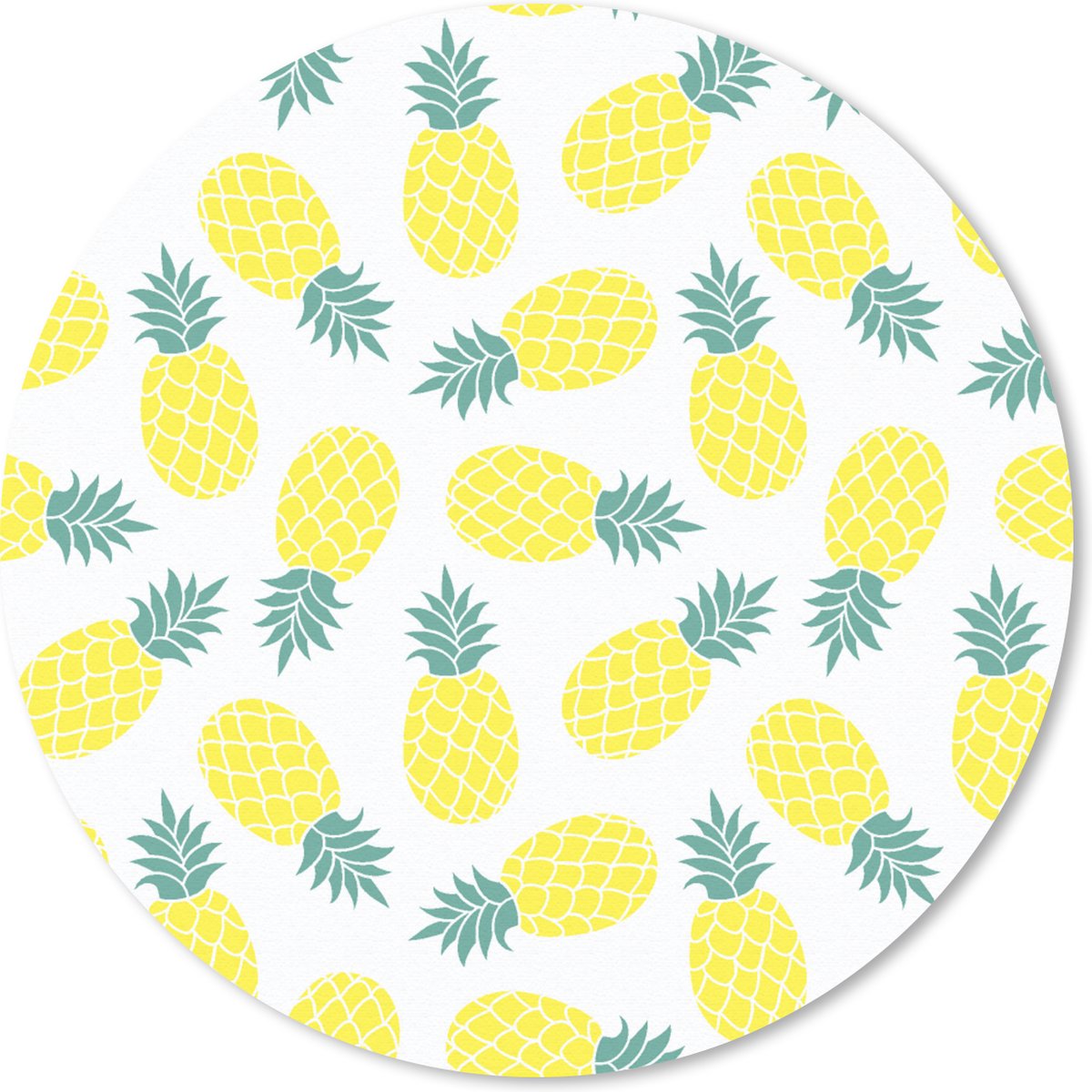 Muismat rond 50x50 cm - Mousepad Zomer - Tropisch - Design - Ananas - Ronde muismatten