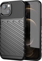 Mobigear Hoesje geschikt voor Apple iPhone 13 Telefoonhoesje Flexibel TPU | Mobigear Groove Backcover | iPhone 13 Case | Back Cover - Zwart