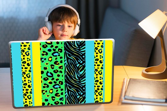 Autocollant pour ordinateur portable - 17,3 pouces - Design - Imprimé panthère - Jaune - Vert - 40x30cm - Autocollants pour ordinateur portable - Skin pour ordinateur portable - Couverture