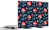 Laptop sticker - 12.3 inch - Design - Bloemen - Rood - 30x22cm - Laptopstickers - Laptop skin - Cover