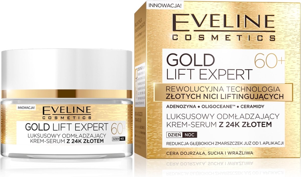 Eveline_gold Lift Expert 60+ Luksusowy Odmładzający Krem-serum Z 24k Złotem Dzień/noc 50ml