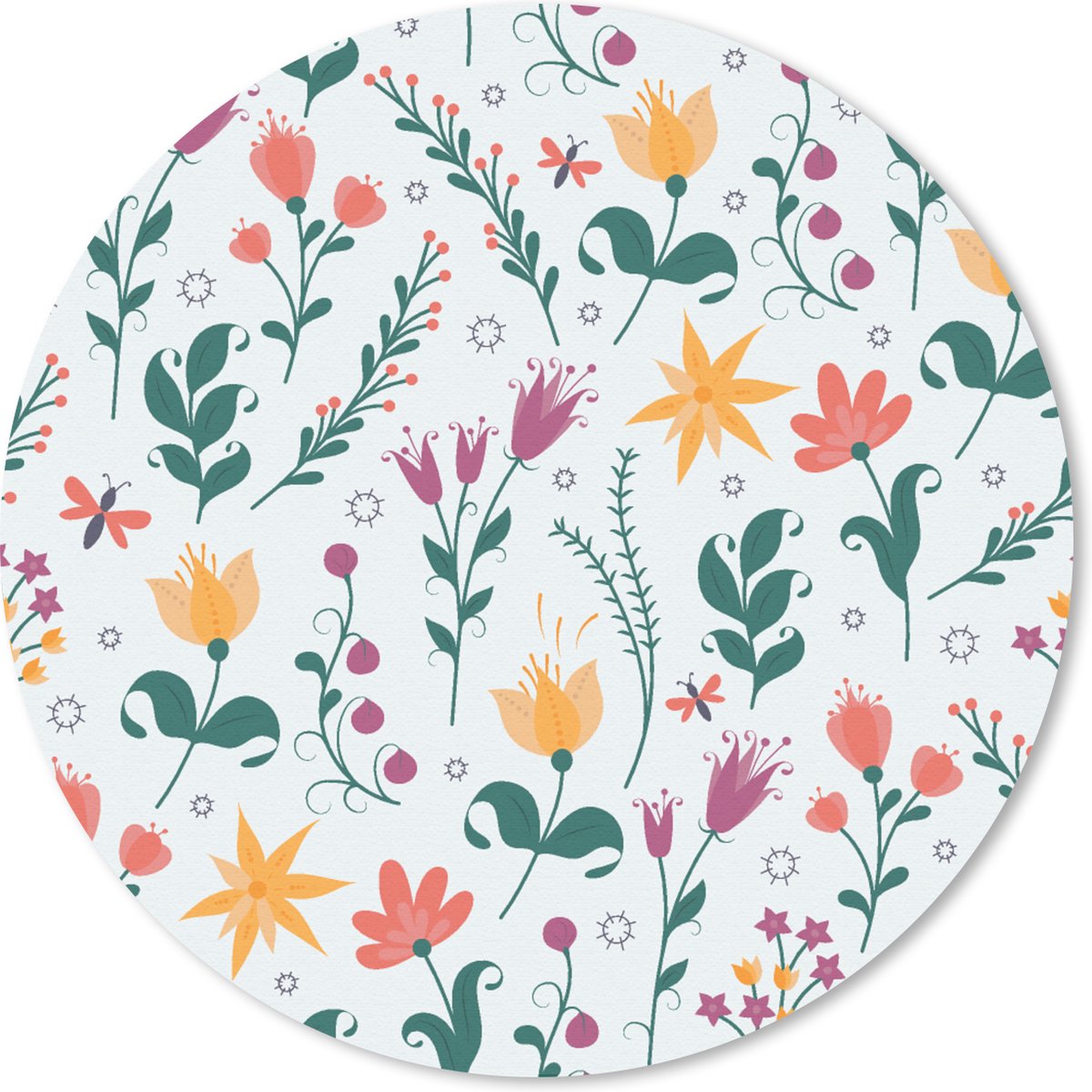 Muismat rond 30x30 cm - Mousepad Patronen - Bloemen - Bladeren - Ronde muismatten