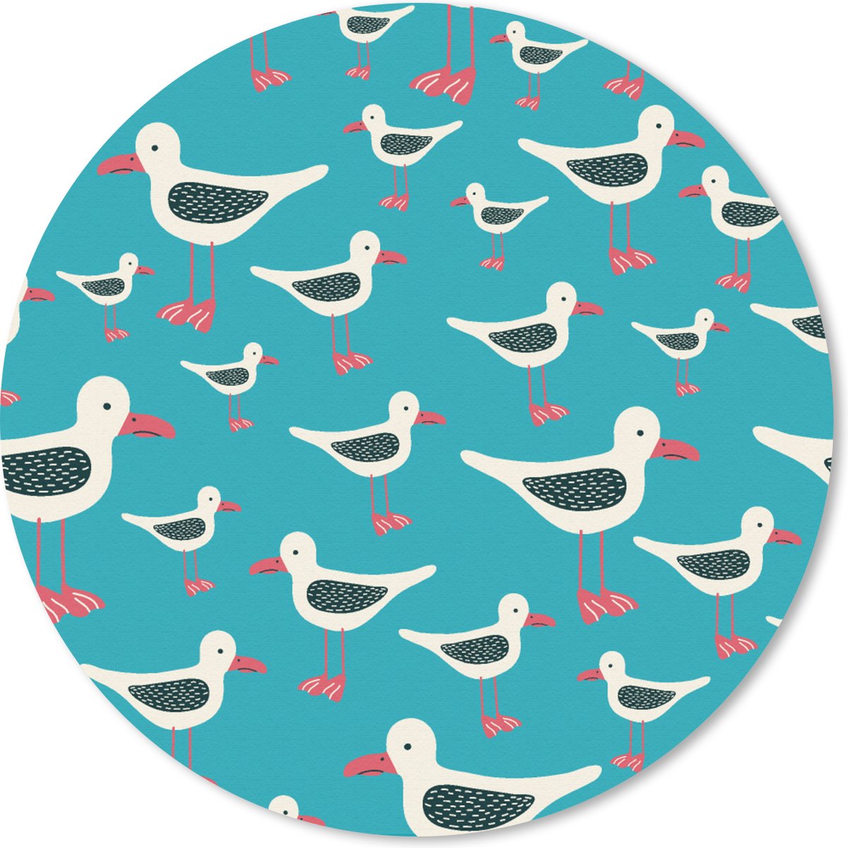 Muismat rond 30x30 cm - Mousepad Retro - Zeemeeuw - Patronen - Kind - Ronde muismatten