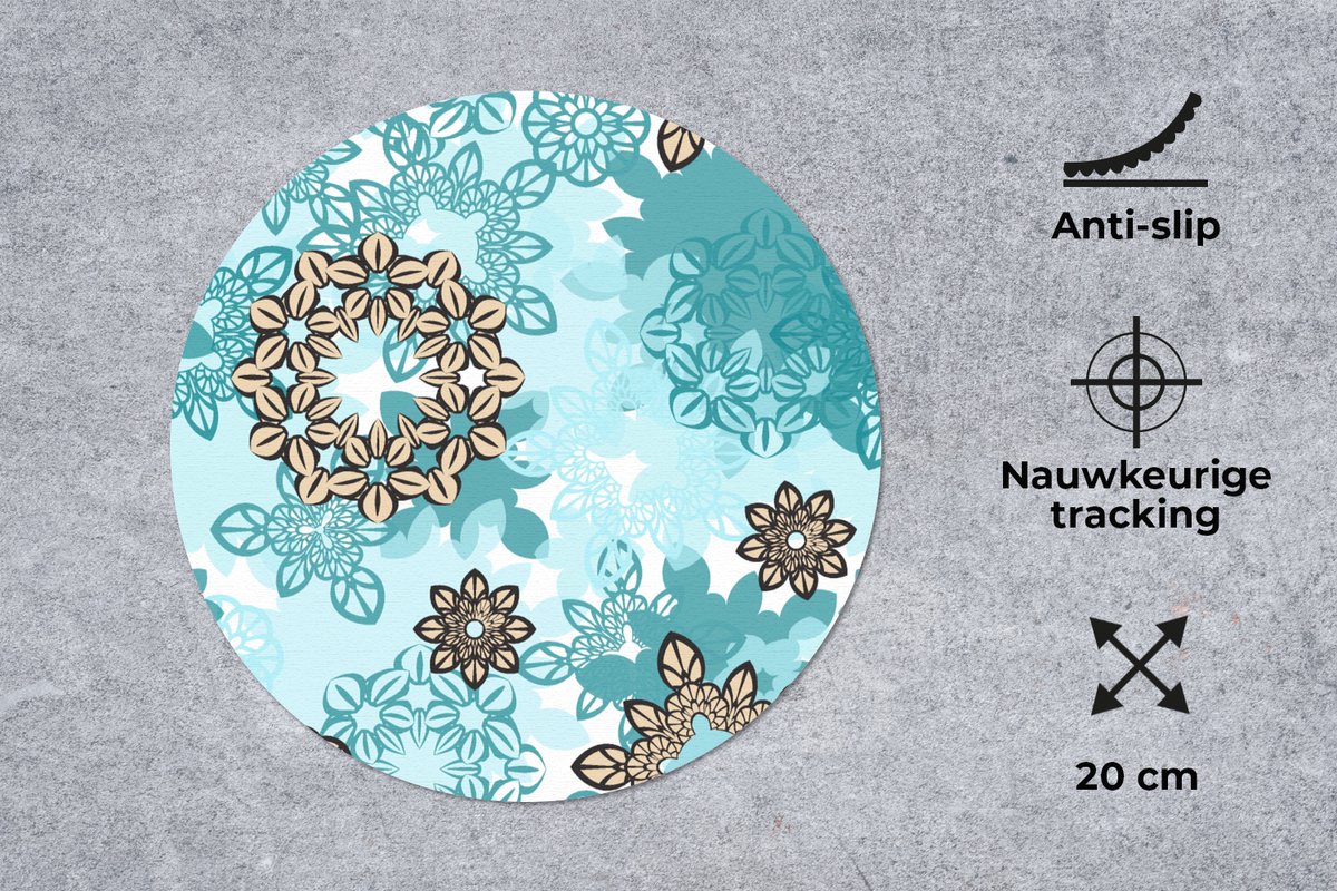 Muismat rond 20x20 cm - Mousepad Tiener - Mandala - Patronen - Ronde muismatten