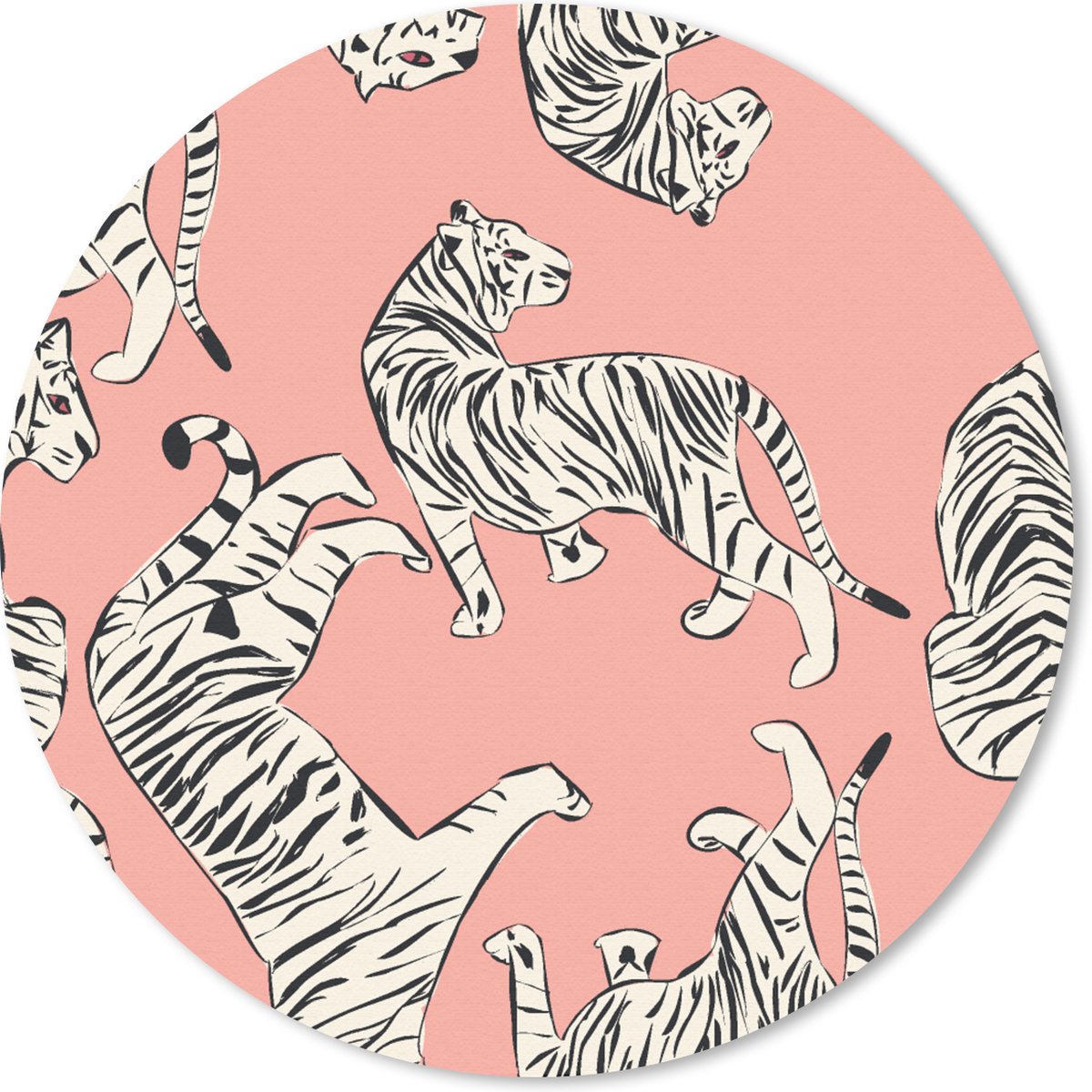 Muismat rond 40x40 cm - Mousepad Tiger - Patroon - Jungle - Ronde muismatten