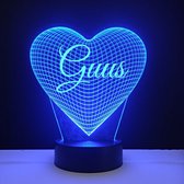 3D LED Lamp - Hart Met Naam - Guus