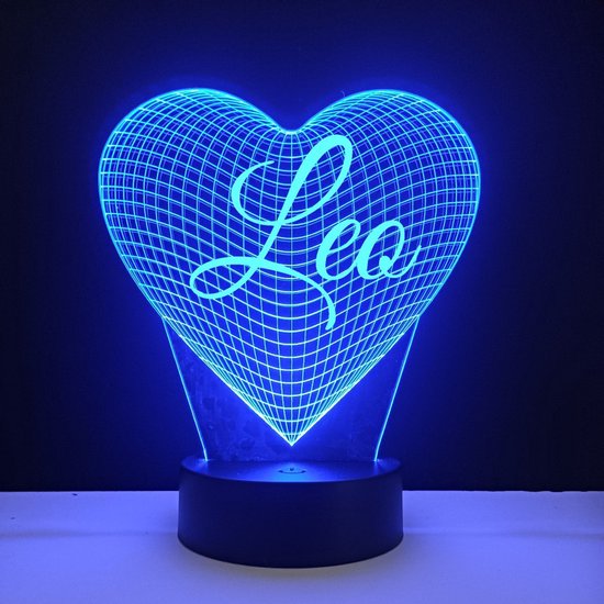 3D LED Lamp - Hart Met Naam - Leo