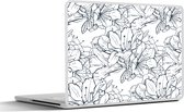 Laptop sticker - 14 inch - Bloemen - Patroon - Lijn - 32x5x23x5cm - Laptopstickers - Laptop skin - Cover