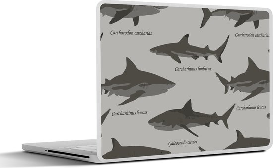 Laptop sticker - 10.1 inch - Patronen - Haai - Zee - 25x18cm - Laptopstickers - Laptop skin - Cover