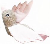 kattenknuffel vogel 13 x 11 cm canvas roze