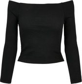 Urban Classics Longsleeve top -5XL- Off shoulder Rib Zwart