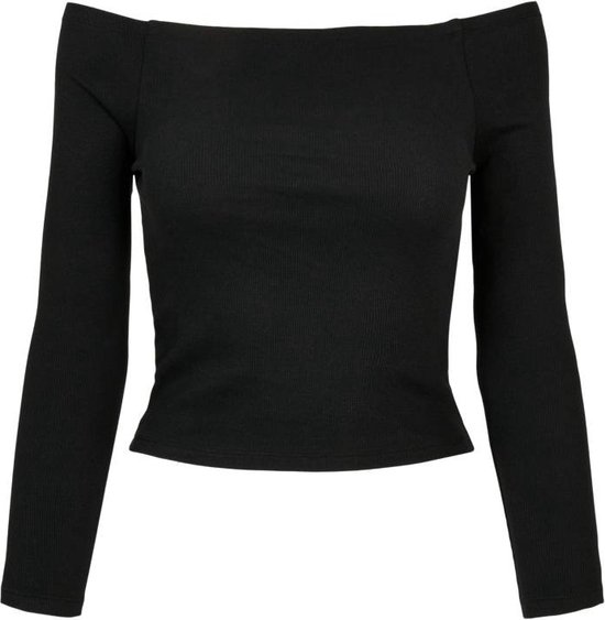 Urban Classics - Off shoulder Rib Longsleeve top - 5XL - Zwart