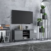 Tv-meubel met metalen poten 103,5x35x50 cm hoogglans grijs