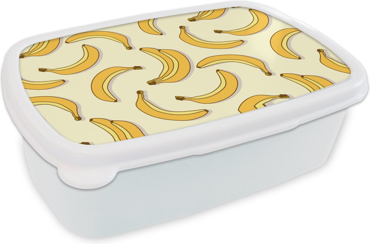 Broodtrommel Wit - Lunchbox - Brooddoos - Fruit - Design - Banaan - 18x12x6 cm - Volwassenen
