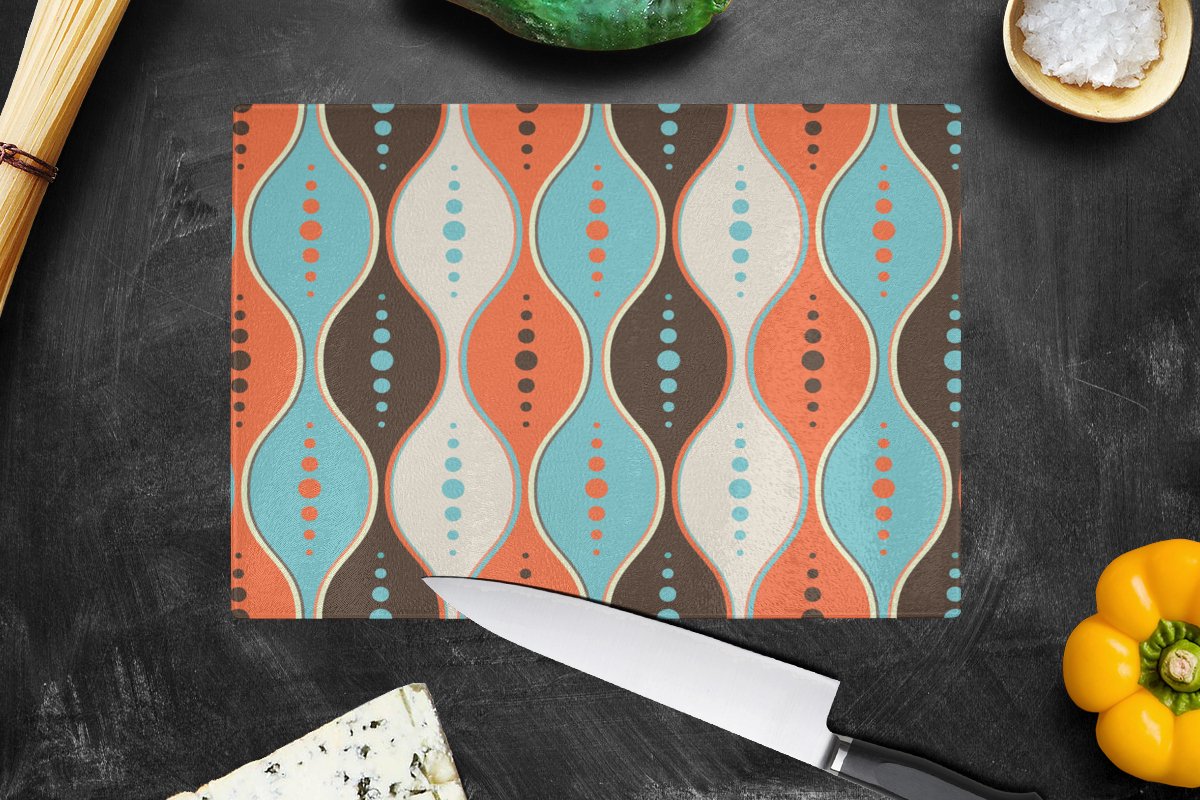 Planche à Découper en Ronde Verre Trempé Décoration 40 cm Mexicain festival