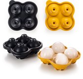 Moule à glaçons Blumtal Balls - 2 x 4 glaçons - Siliconen de haute qualité - 8 pièces - 5 cm - Zwart / Jaune