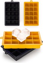 Blumtal IJsblokjesvorm - 2 x 15 IJsblokjes - Hoogwaardig Siliconen - 30 Stuks - 3,3 cm - Zwart / Geel