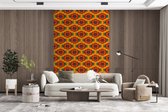 Behang - Fotobehang Design - Retro - Rozen - Oranje - Breedte 145 cm x hoogte 220 cm