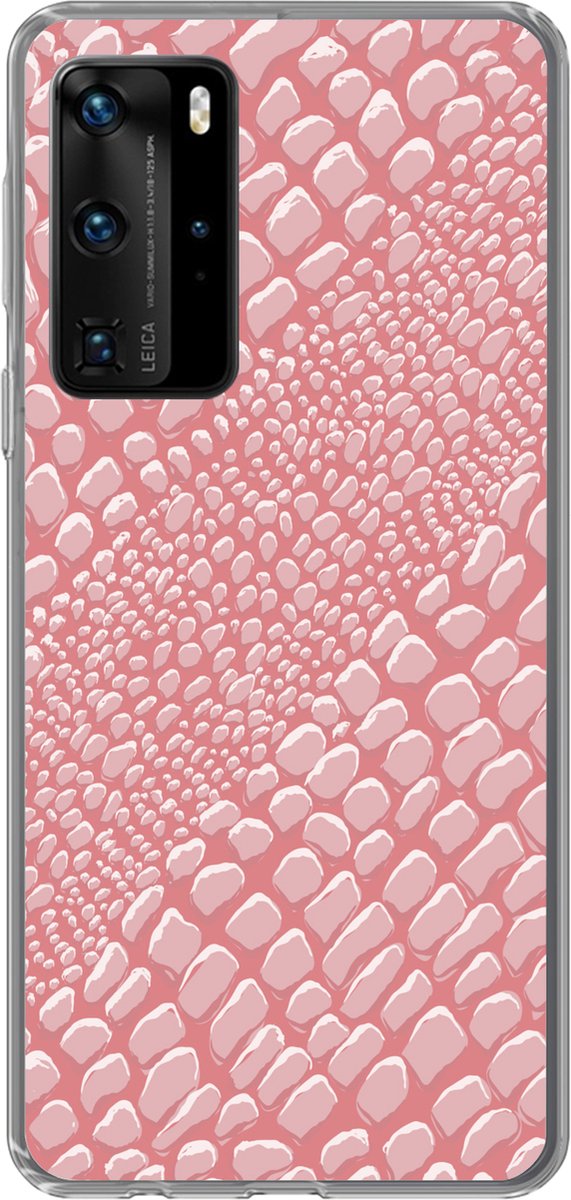 Telefoonhoesje Geschikt voor Huawei P40 Pro hoesje - Krokodillenleer - Dierenprint - Roze - Siliconen Telefoonhoesje Telefoonhoesje