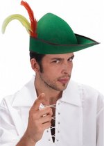 hoed met veer vilt groen one-size