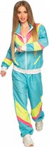 trainingspak Retro Babe dames polyester blauw/geel maat L