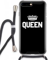 Case Company® - iPhone 8 Plus hoesje met Koord - Queen zwart - Telefoonhoesje met Zwart Koord - Extra Bescherming aan alle Kanten en Over de Schermrand