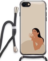 Case Company® - iPhone 8 hoesje met Koord - Fresh coffee - Telefoonhoesje met Zwart Koord - Extra Bescherming aan alle Kanten en Over de Schermrand