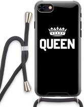 Case Company® - iPhone 7 hoesje met Koord - Queen zwart - Telefoonhoesje met Zwart Koord - Extra Bescherming aan alle Kanten en Over de Schermrand