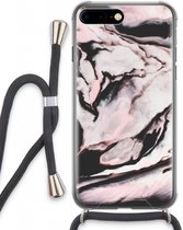 Case Company® - iPhone 8 Plus hoesje met Koord - Roze stroom - Telefoonhoesje met Zwart Koord - Extra Bescherming aan alle Kanten en Over de Schermrand