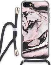 Case Company® - iPhone 8 hoesje met Koord - Roze stroom - Telefoonhoesje met Zwart Koord - Extra Bescherming aan alle Kanten en Over de Schermrand